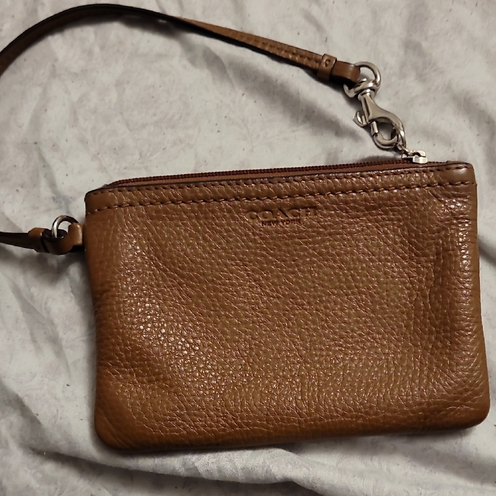 Coach Tan Leather Wristlet